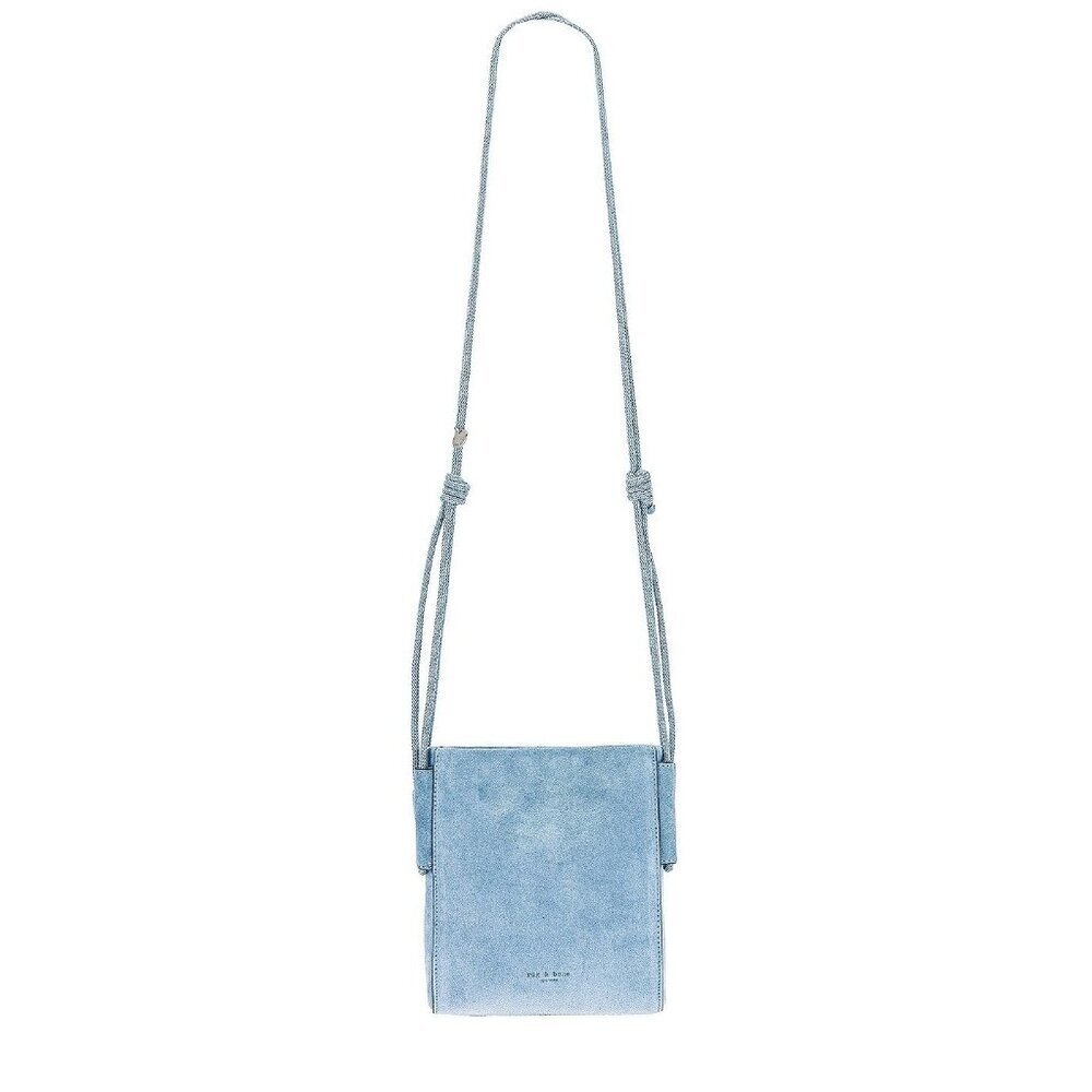 Rag & Bone Passport Bag Chambray Suede Adjustable Crossbody Mini Purse Blue